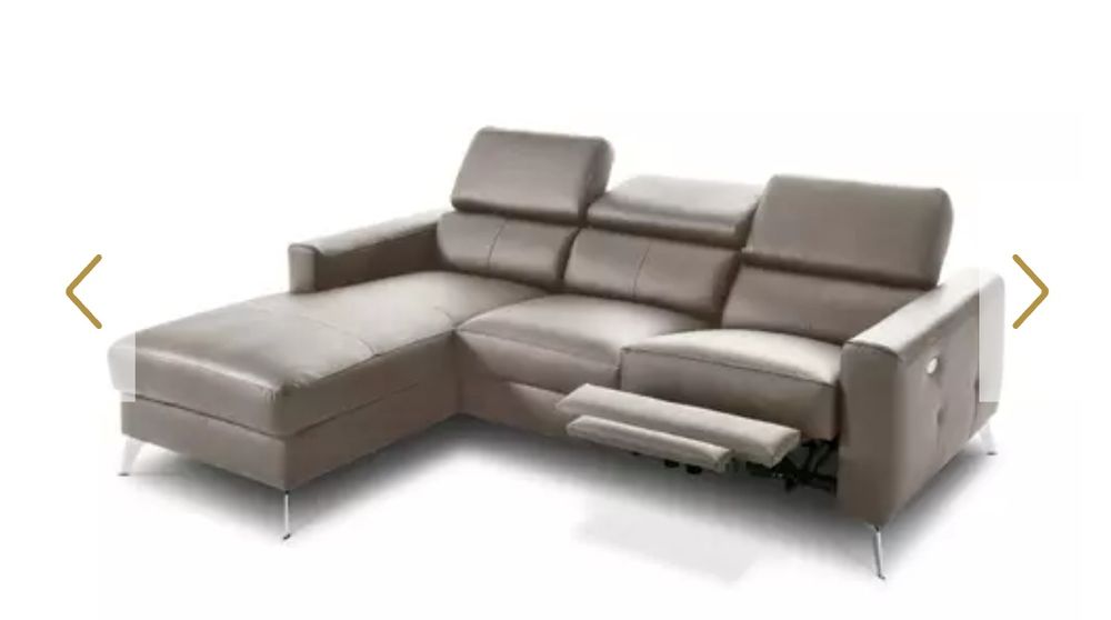 Narożnik skórzany z funkcją relax szary/siwy skóra