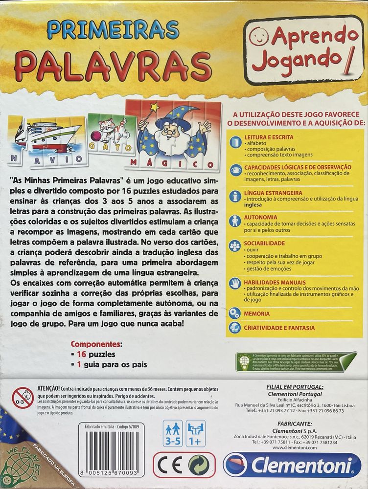 Puzzle infantil 3-5 anos, português e inglês