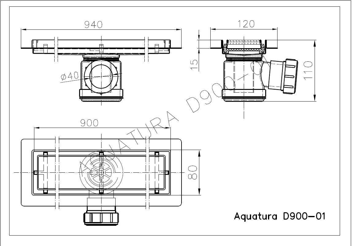 Odwodnienie Odpływ prysznicowy Aquatura D-01 90cm