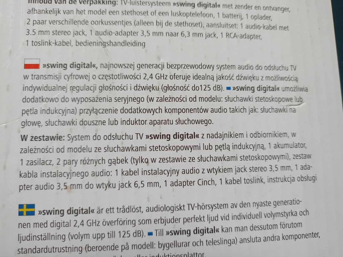 Słuchawki Dla seniora Swing Digital Humantechnik A41310 2.4GHz