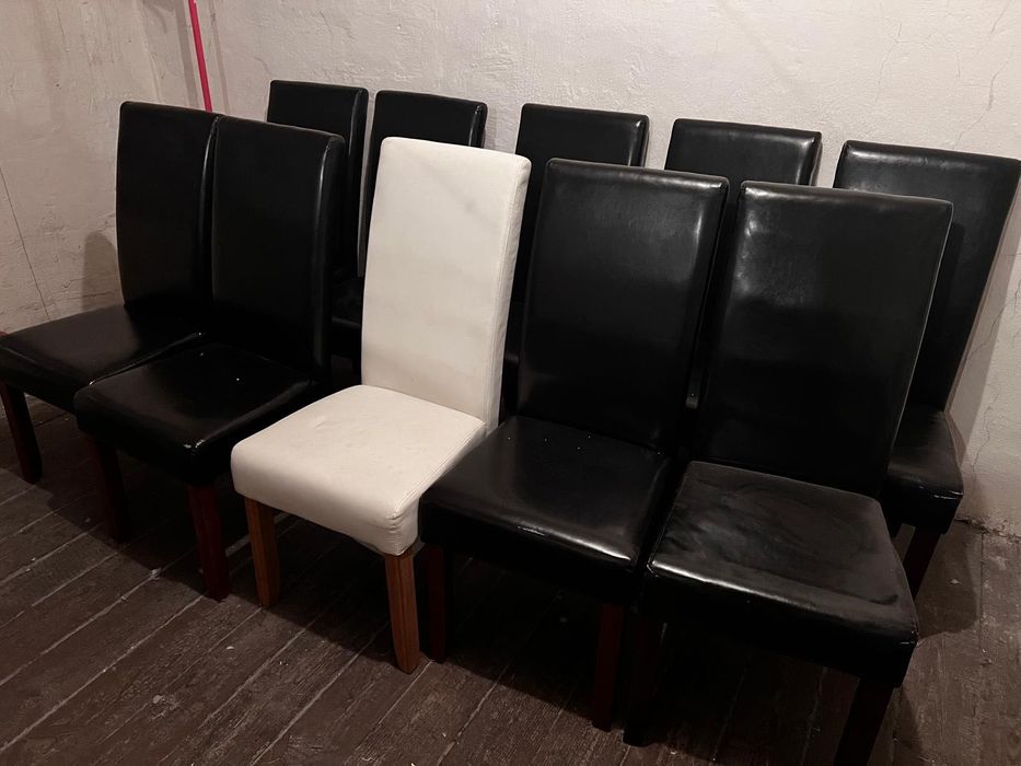 Krzesła jysk bakkely 12szt. czarne+białe drewniane nogi