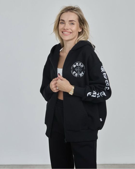 Худі на флісі з принтом від бренду Marymax