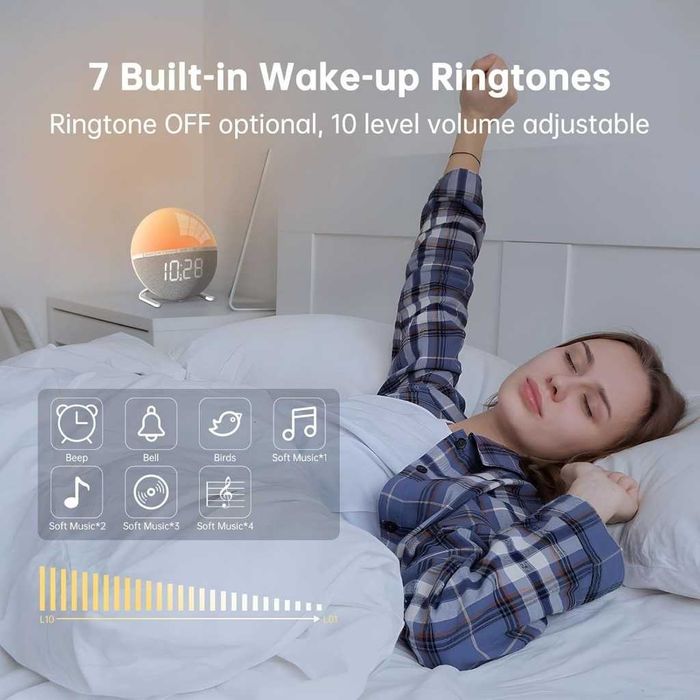 Wake-up light alarm zegar budzik głośnik usb symulacja wschodu słońca