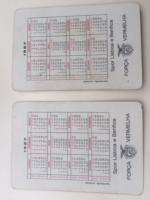 Calendarios - benfica 1987