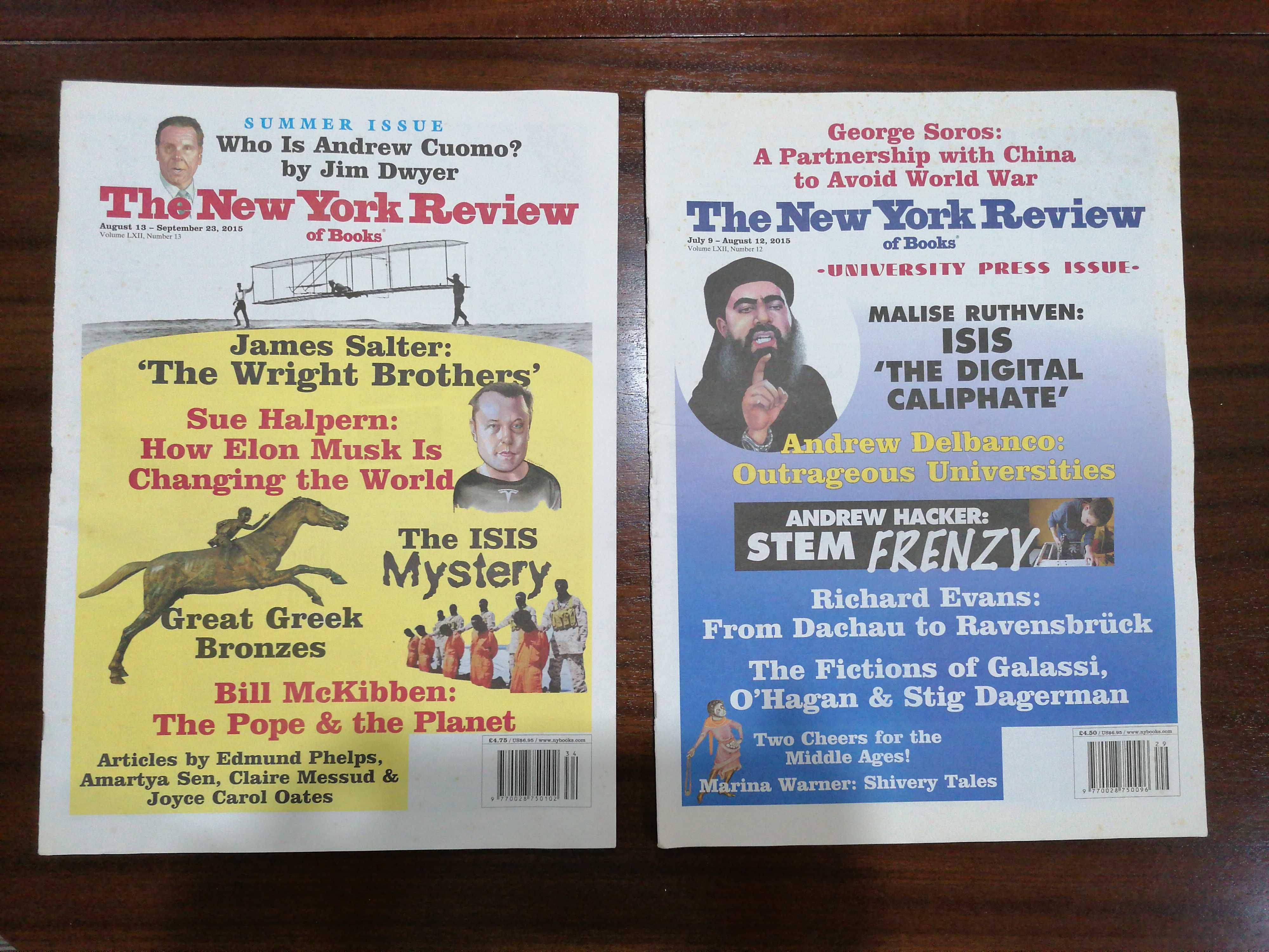 17 Revistas The New York Review of Books de 2014 e 2015