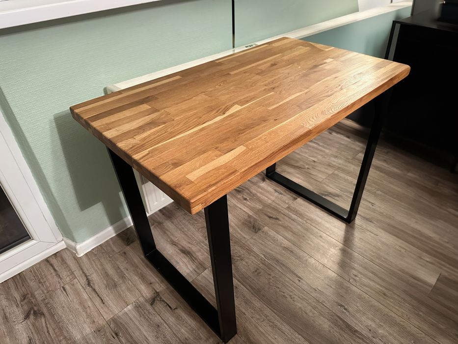 Drewniane biurko/ stol na stalowych nogach