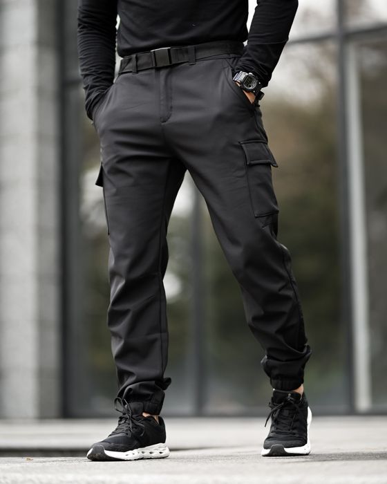 Чоловічі теплі зимові карго штани джогери mendos чорні олива сині