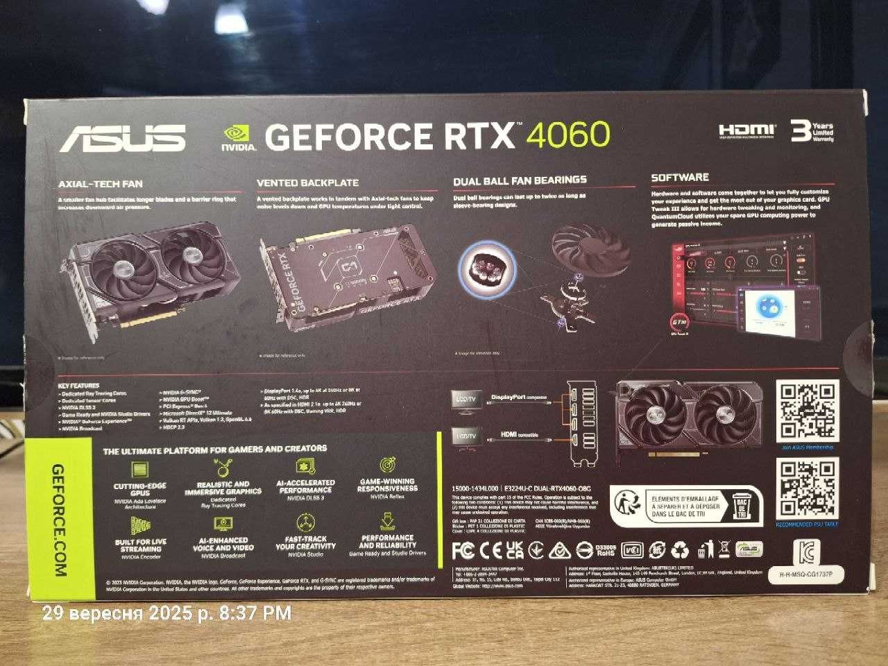 Відеокарта ASUS PCI-Ex GeForce RTX 4060 Dual OC Edition 8GB