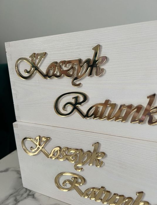 Koszyk ratunkowy 2szt biel złoto, wesele