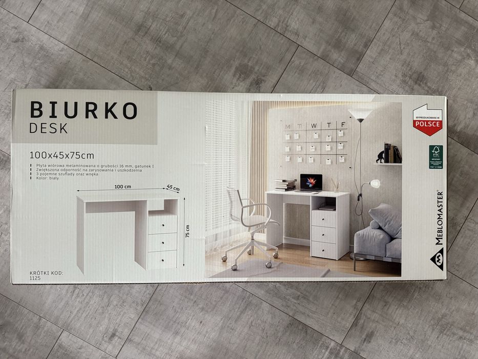Nowe biurko z szafkami biale 100x45 meblomaster