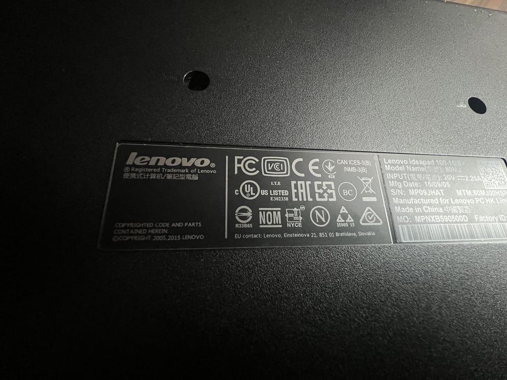 Laptop Lenovo ideaped 100 -15IBY 4/500GB