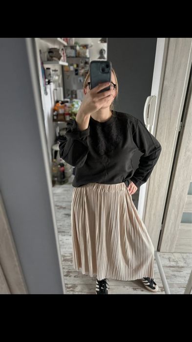 Massimo dutti bluza z haftem grafitowa ciemno szara wiosna 2024