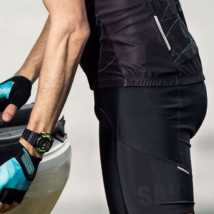 Spodenki krótkie z szelkami Santic rowerowe kolarskie czarno-białe M