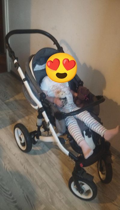 Wózek 2w1  szaro biały