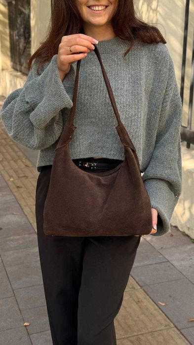 Жіноча сумка Аляска коричнева замша