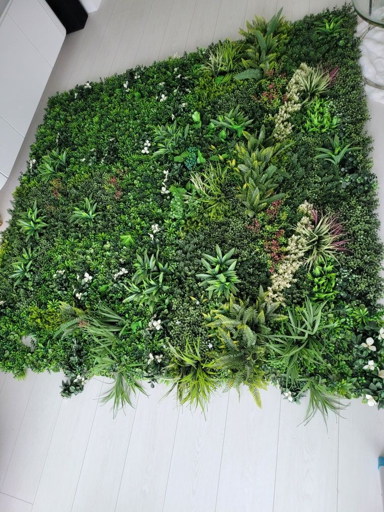 Panel kwiaty trawa ogrodowy ścianka ozdobna 250 cm na 240 cm duży  tan