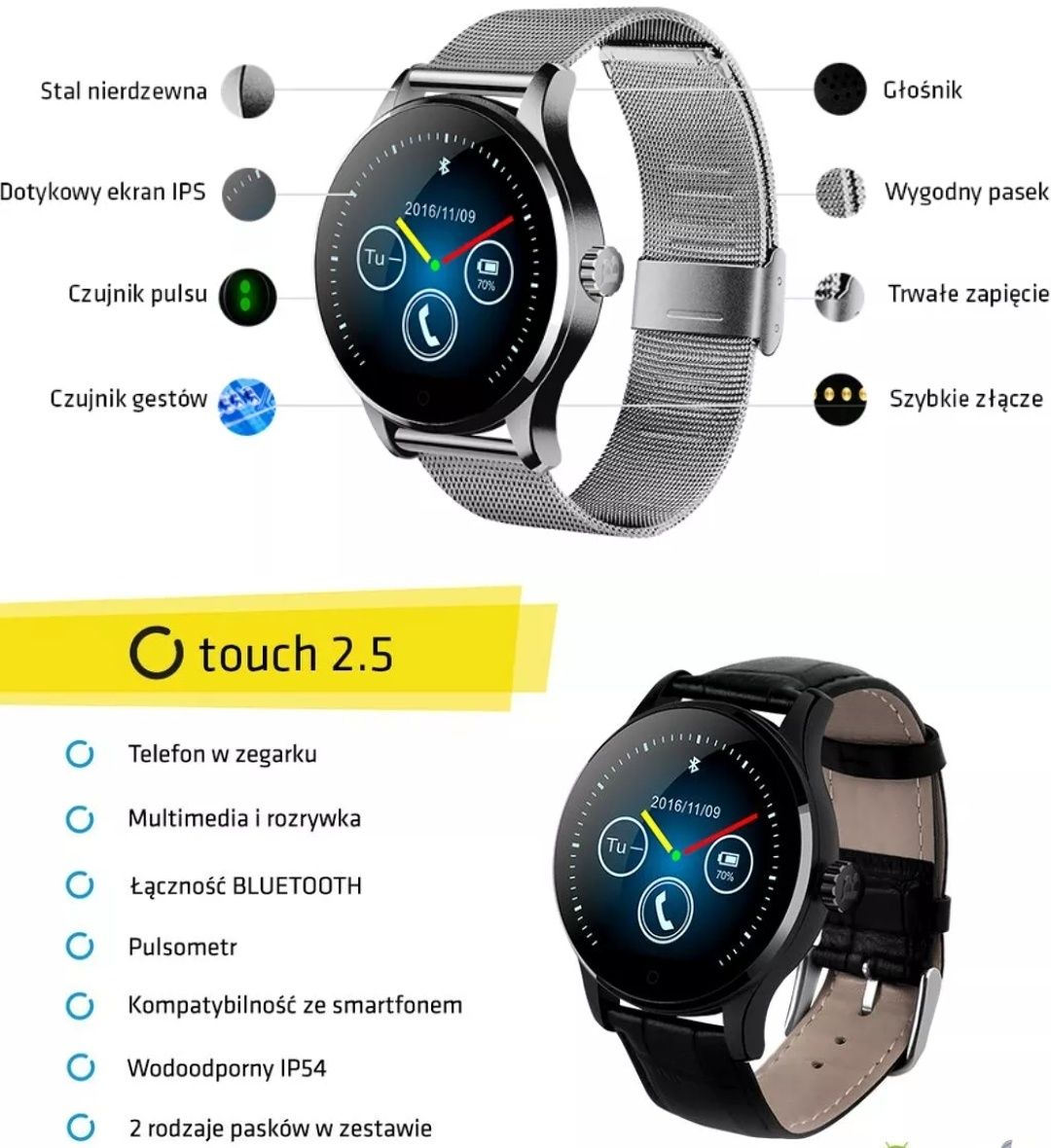 Smartwatch Overmax touch 2.5 nowy 2 paski