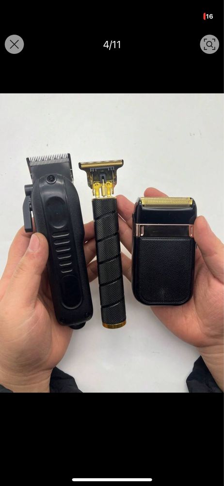 Conjunto maquina de cortar cabelo e navalha eletrica