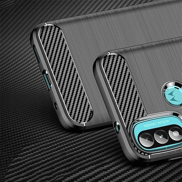 Elastyczne Etui Carbon Case Czarny + Szkło Hartowane do Motorola Moto