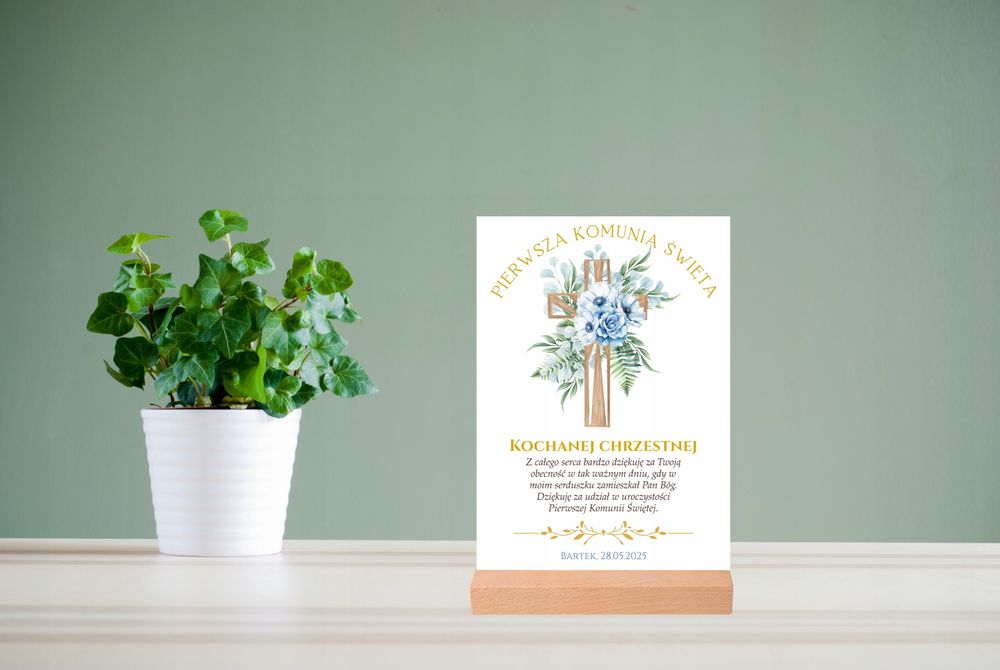 Tabliczka Statuetka Pierwsza Komunia Święta  Dla Chrzestnych