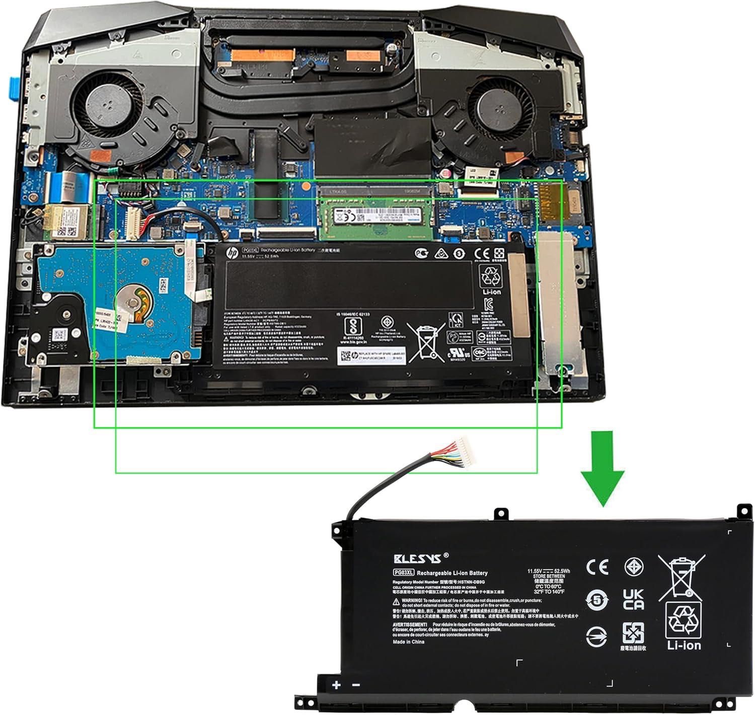 Nowa Bateria PG03XL - HP Pavilion 15-DH 15-EC 15-DK 16-A 11,55V 52,5Wh