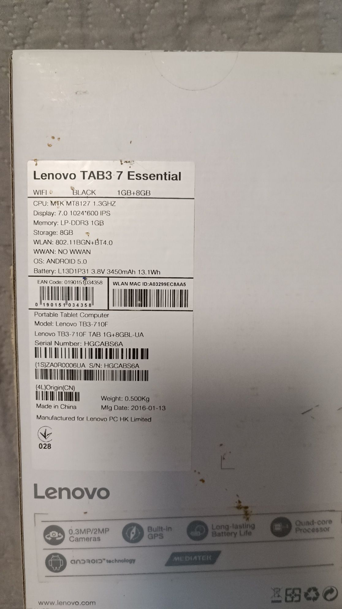Планшет Lenovo Tab 3 7 Essential Леново таб 3