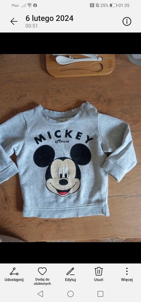 Bluza dla chłopca 80 Mickey szara niemowlak