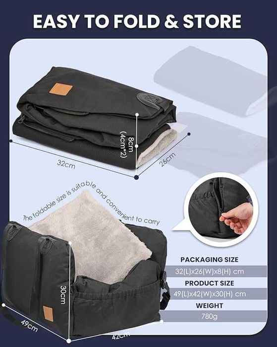 Fotelik samochodowy dla psa zestaw ZABAWKA GRATIS + MYJKA DO ŁAP