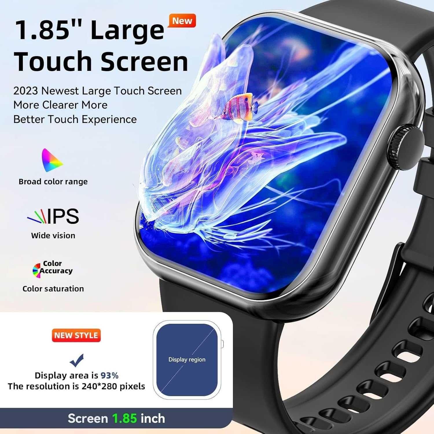Smartwatch dla mężczyzn i kobiet z Bluetooth i funkcją głośnomówiącą