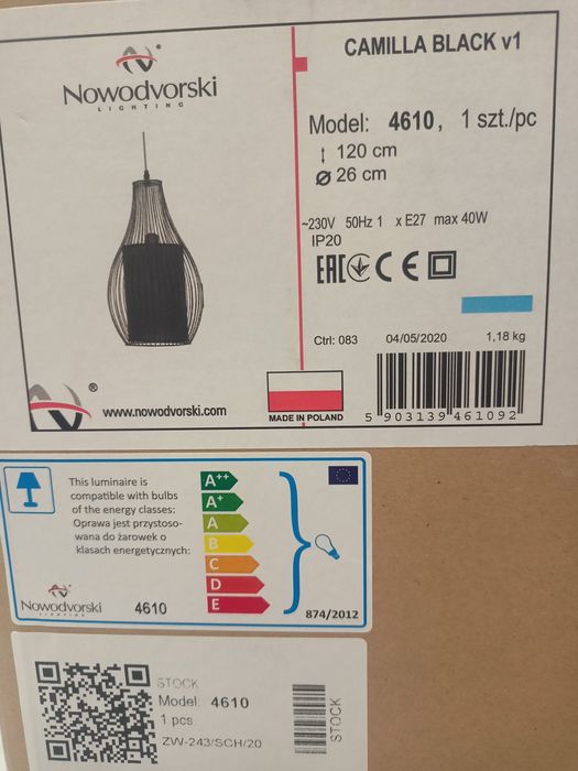 Lampa wisząca Nowodvorski camilla black