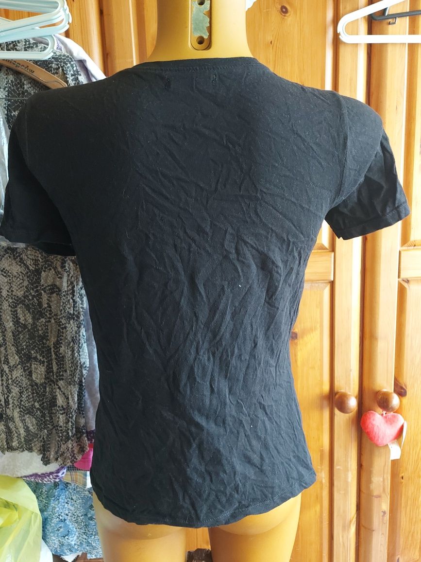 T-shirt czarny damski rozmiar M firma SISLEY