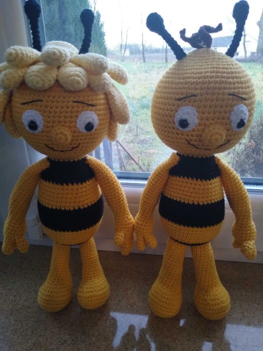 Pszczółka Maja i Gucio maskotki z włóczki