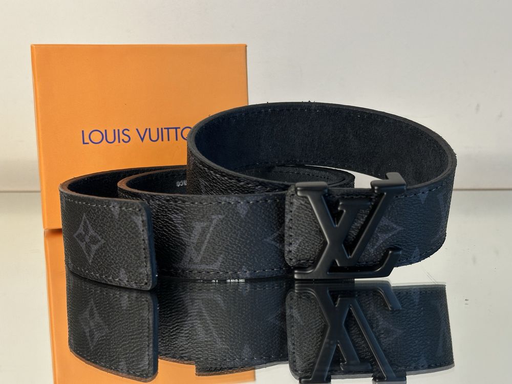 Pasek skórzany Louis Vuitton monogram skóra naturalna LV czarny