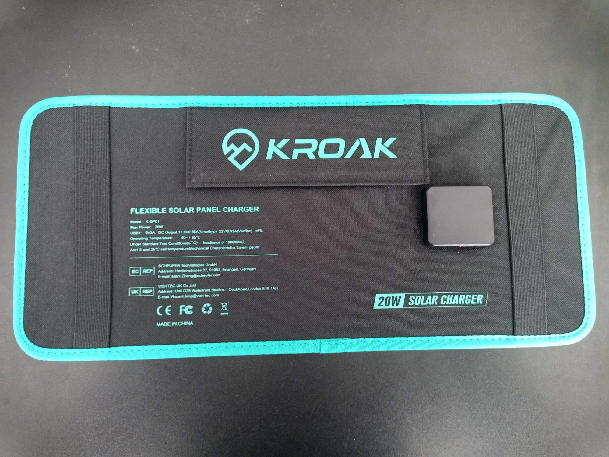 Портативная солнечная панель Kroak 20вт станция solar зарядка телефона