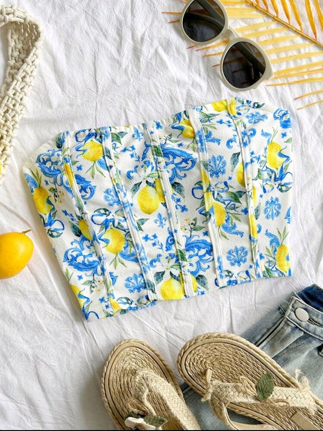 Cropp top, gorset r. M Limoncello wzór w cytryny