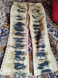 Spodnie dzwony jeans S/M z boku sznurowane