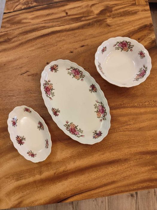 Serwis obiadowy retro, vintage, porcelanowy, 35 el., 6os.,