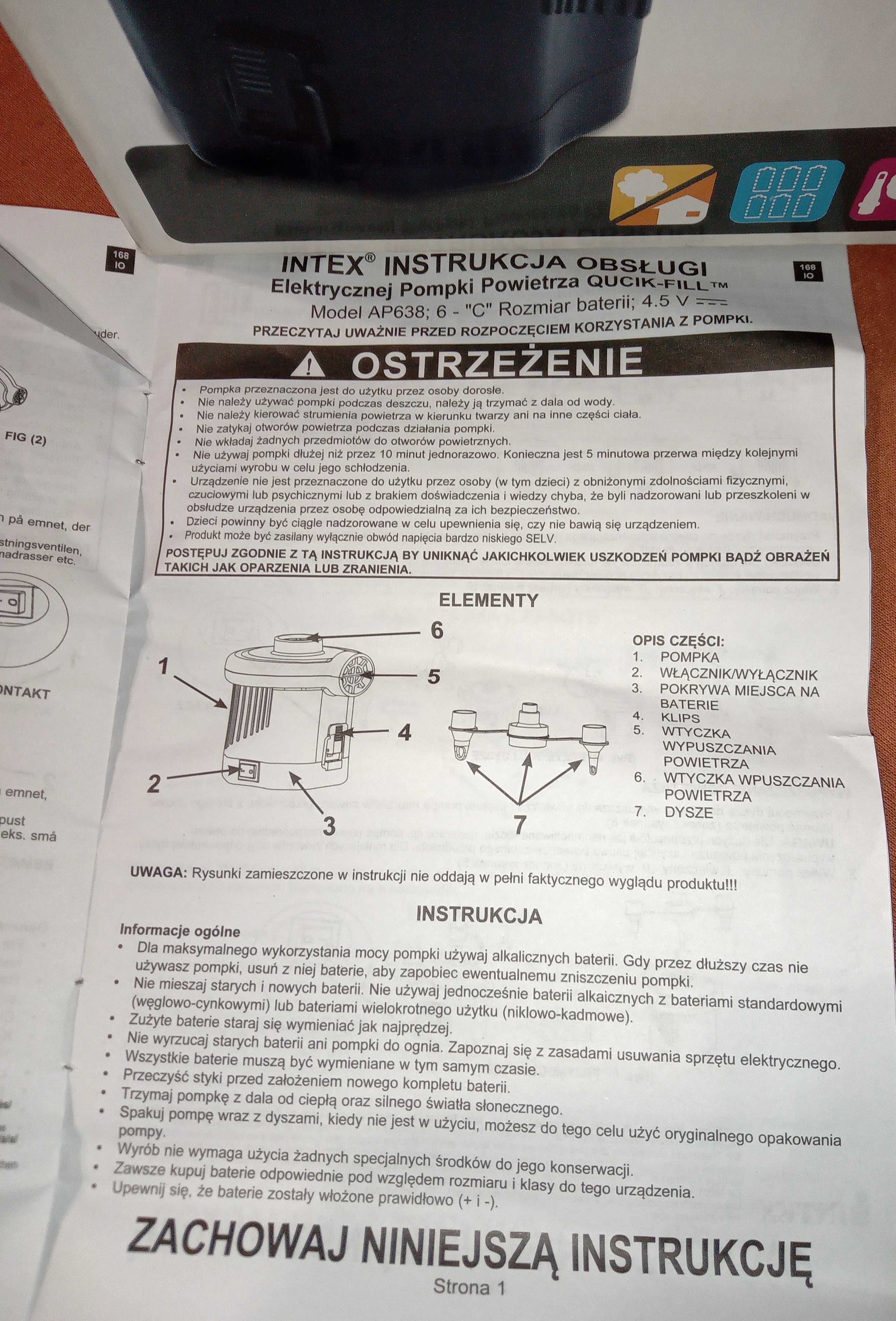Pompka elektryczna Intex na baterie