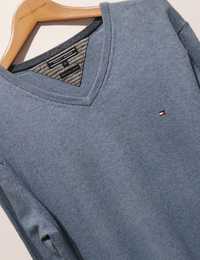 Tommy Hilfiger sweter w serek męski logowany kaszmir XL