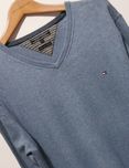 Tommy Hilfiger sweter w serek męski logowany kaszmir XL