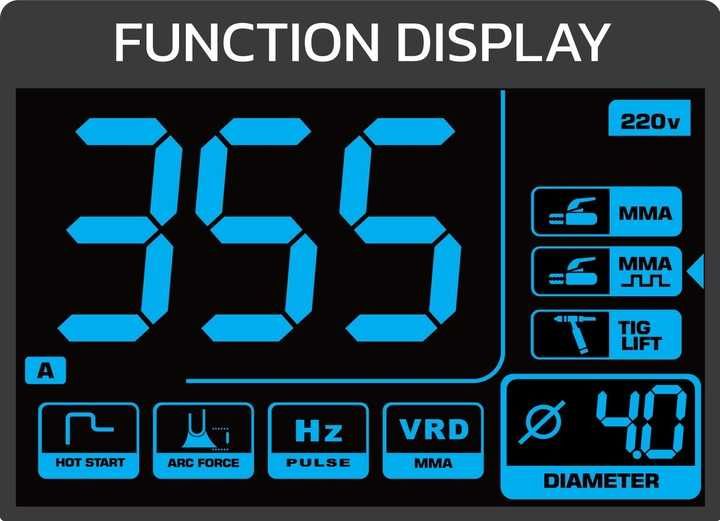 Spawarka INWERTOROWA LCD MMA pulse tig lift 355A RTSIT0003