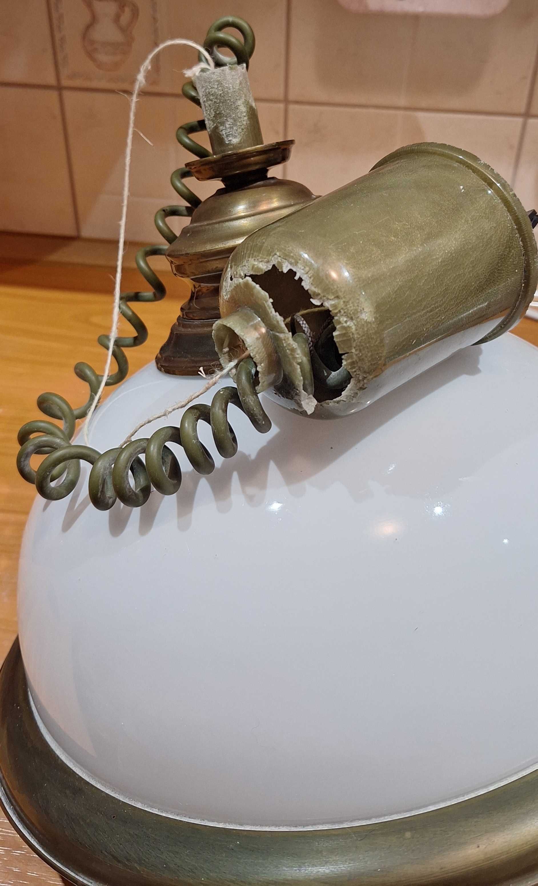 Szklana lampa wisząca, mosiądz