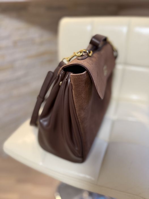 Натуральна замшева сумка Rodeo в трендовому шоколадному кольорі