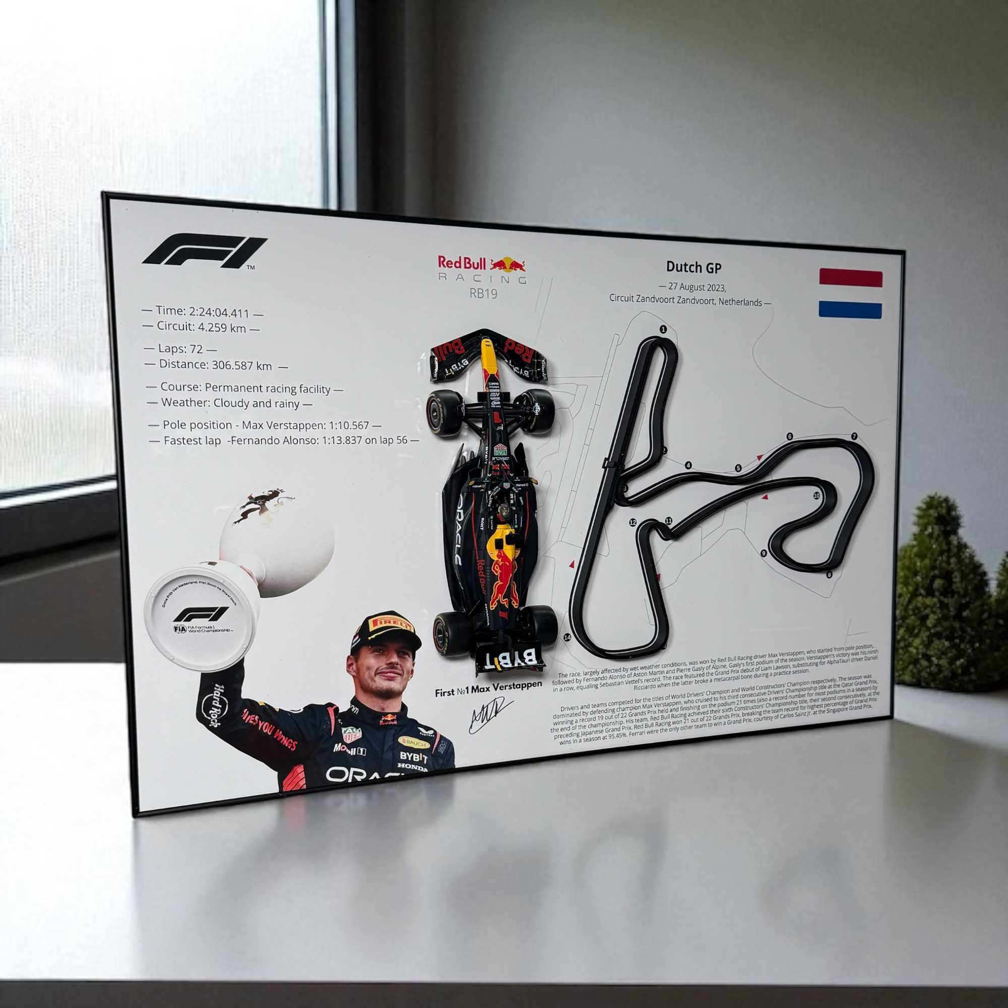 Картина 80х50см + Bburago Red Bull RB19 1:18 3D Dutch GP №1 Verstappen