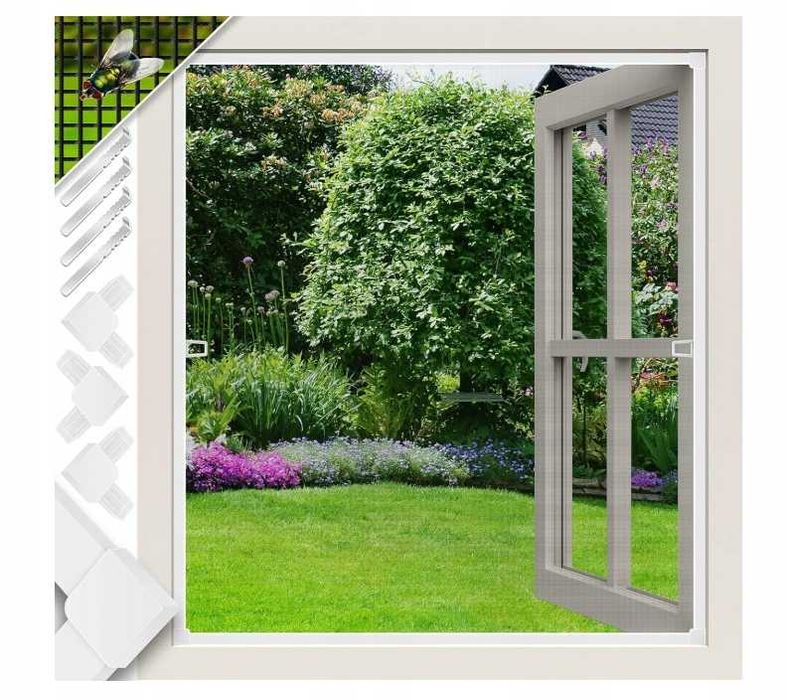 KESSER Moskitiera 110x130cm aluminium bez wiercenia biała ochrona okno