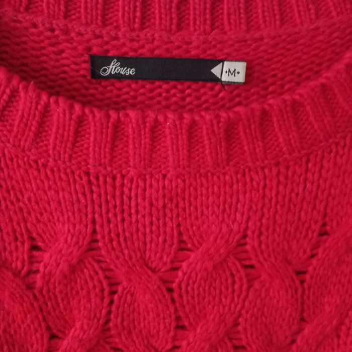 Sweter czerwony wzór pleciony House rozmiar M 38