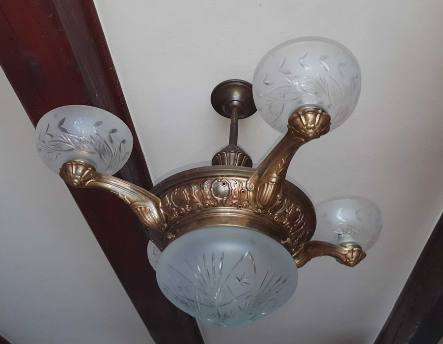 Antyki -Zestaw żyrandoli ,lamp"mosiądz "