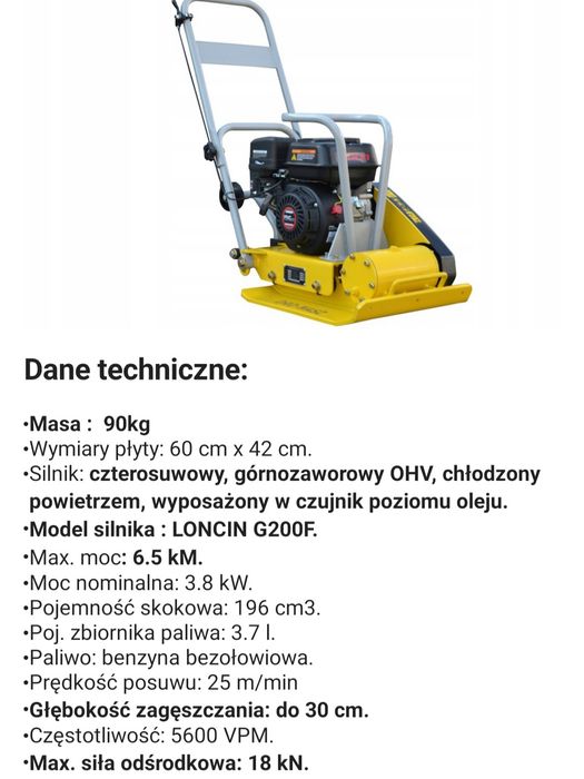 Zagęszczarka gruntu wynajem wynajmę wypożyczę wypożyczalnia