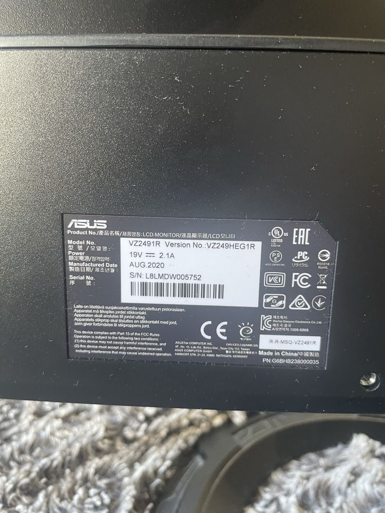 Monitor ASUS VZ249HEG1R (VZ1R Series) in Black