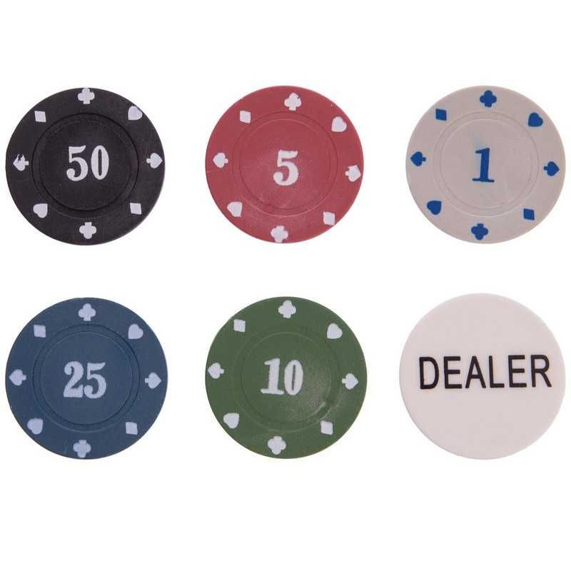 Покерный набор на 240 фишек с номиналом в металлической коробке